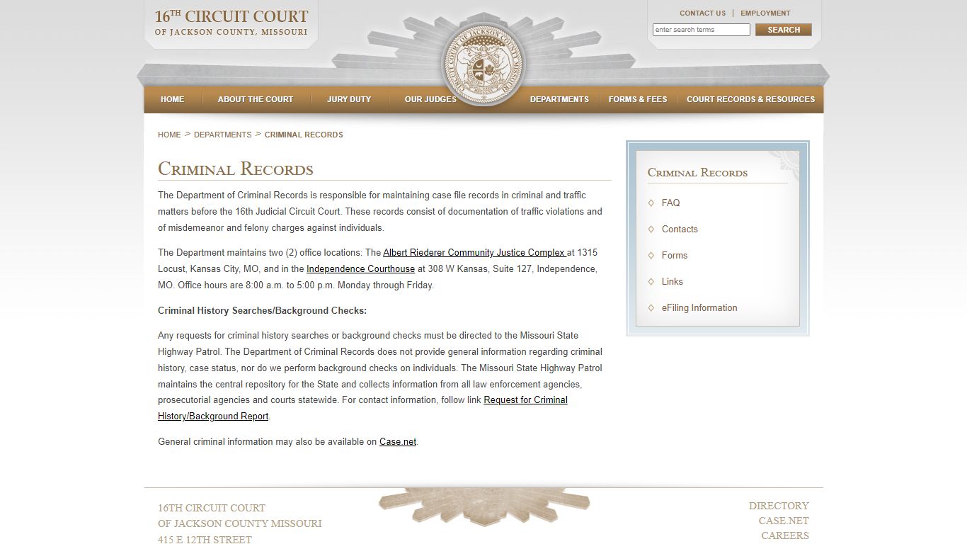 Criminal Records - 16th Circuit Court of Jackson County ...